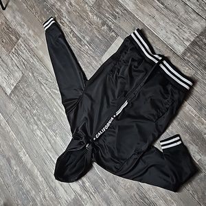 Black White Full Zip Hooded Jacket Men's Medium Orginal Deluxe California